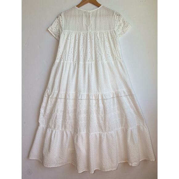Zara Tiered Midi Dress White Size Small - Picture 2 of 11